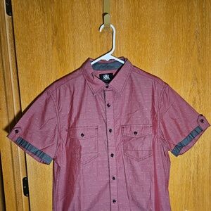 Rock n Republic Short Sleeve Button Shirt Men's Size M Red Like New